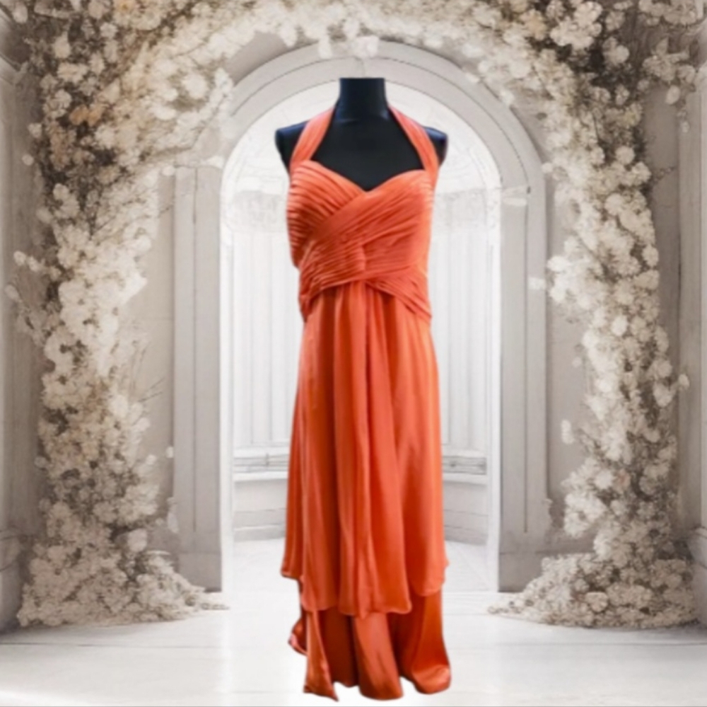 Bari Jay Long Formal Dress in Coral